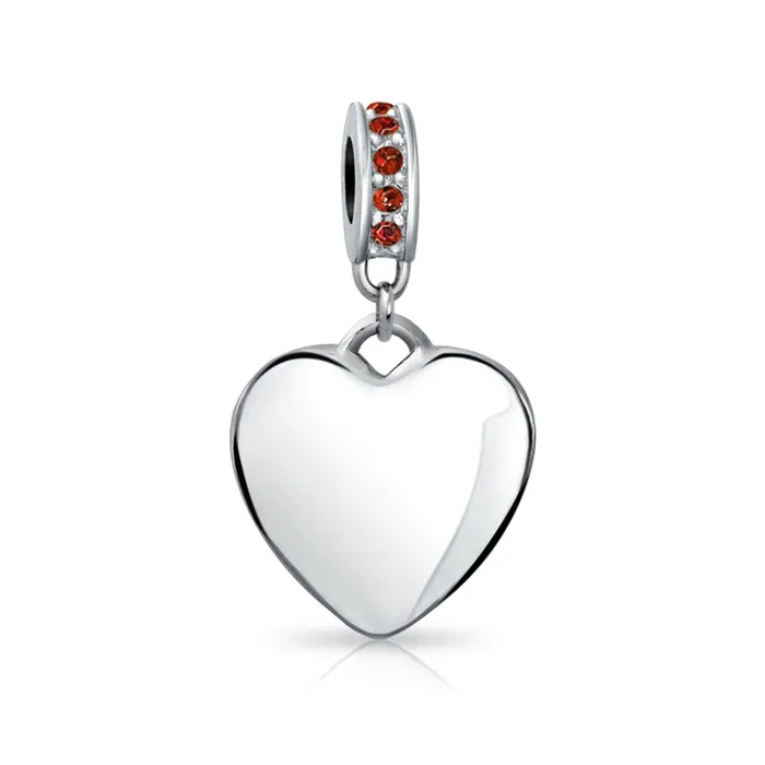 BlingJewelry Wholesale Necklaces Initial Alphabet Bead Charm Red Crystal Heart Dangle Sterling Silver Garnet BlingJewelry Wholesale Necklaces Initial Alphabet Bead Charm Red Crystal Heart Dangle Sterling Silver Garnet