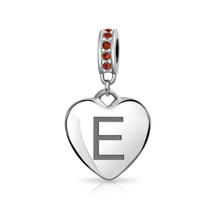 BlingJewelry Wholesale Necklaces Initial Alphabet Bead Charm Red Crystal Heart Dangle Sterling Silver Garnet BlingJewelry Wholesale Necklaces Initial Alphabet Bead Charm Red Crystal Heart Dangle Sterling Silver Garnet