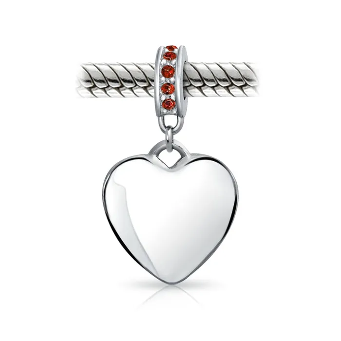 BlingJewelry Wholesale Necklaces Initial Alphabet Bead Charm Red Crystal Heart Dangle Sterling Silver Garnet BlingJewelry Wholesale Necklaces Initial Alphabet Bead Charm Red Crystal Heart Dangle Sterling Silver Garnet