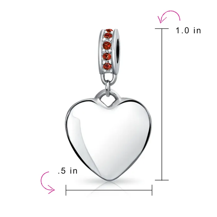 BlingJewelry Wholesale Necklaces Initial Alphabet Bead Charm Red Crystal Heart Dangle Sterling Silver Garnet BlingJewelry Wholesale Necklaces Initial Alphabet Bead Charm Red Crystal Heart Dangle Sterling Silver Garnet