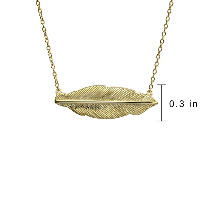 BlingJewelry Wholesale Necklaces Native American Style Feather Leaf Pendant Necklace in 14K Gold Plated Silver BlingJewelry Wholesale Necklaces Native American Style Feather Leaf Pendant Necklace in 14K Gold Plated Silver