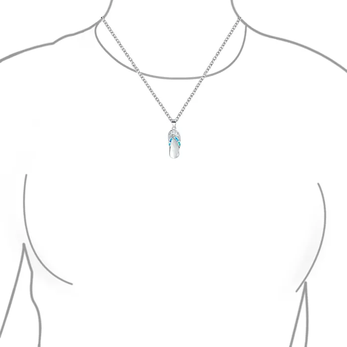 BlingJewelry Wholesale Necklaces Nautical Blue Opal Flip Flop Pendant Necklace in Sterling Silver October Birthstone BlingJewelry Wholesale Necklaces Nautical Blue Opal Flip Flop Pendant Necklace in Sterling Silver October Birthstone