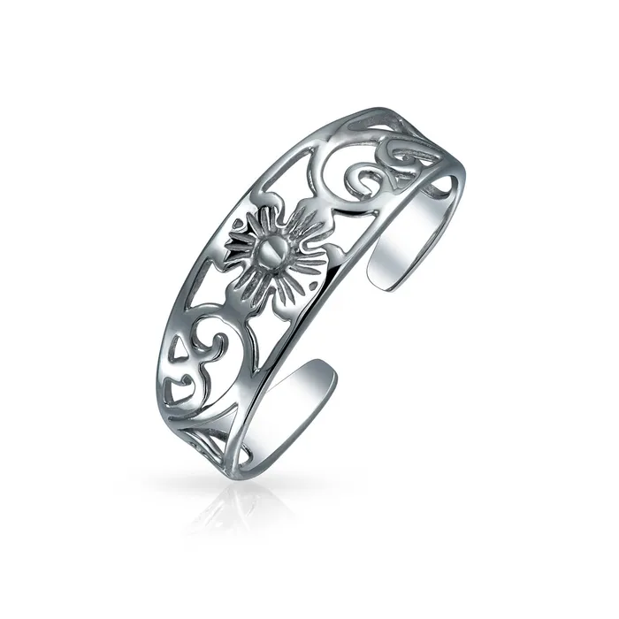 BlingJewelry Wholesale Rings Flowers Vine Carved Swirl Filigree Oxidized Sterling Silver Midi Toe Ring BlingJewelry Wholesale Rings Flowers Vine Carved Swirl Filigree Oxidized Sterling Silver Midi Toe Ring
