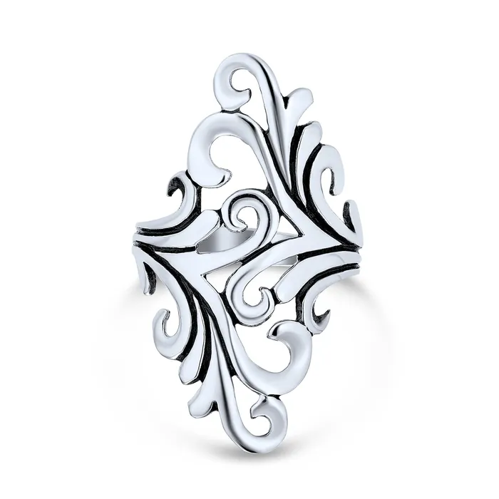 Boho Silver Ring with Nature Swirl Leaf Vine Wrap Design Oxidized Sterling BlingJewelry Wholesale Rings Boho Silver Ring with Nature Swirl Leaf Vine Wrap Design Oxidized Sterling BlingJewelry Wholesale Rings