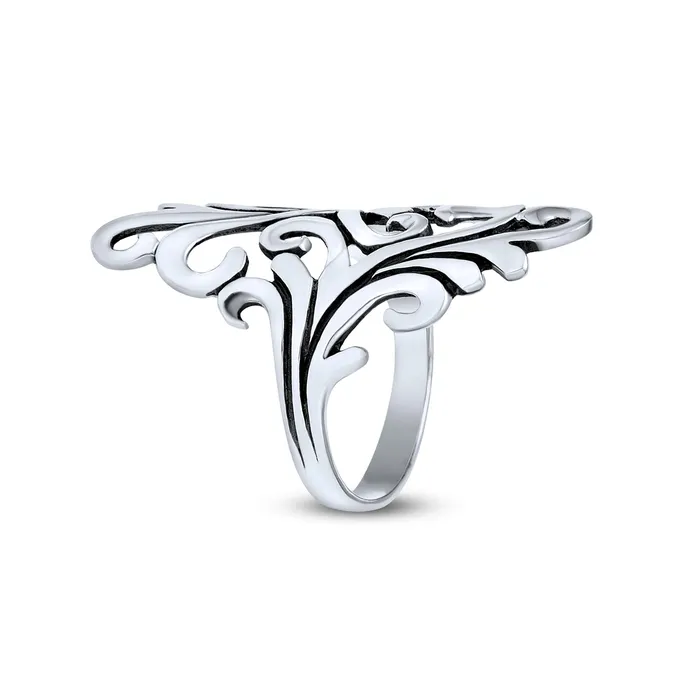 Boho Silver Ring with Nature Swirl Leaf Vine Wrap Design Oxidized Sterling BlingJewelry Wholesale Rings Boho Silver Ring with Nature Swirl Leaf Vine Wrap Design Oxidized Sterling BlingJewelry Wholesale Rings