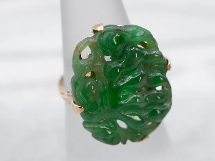 Botanical Carved Jade Cocktail Ring Market Square Jewelers Rings Botanical Carved Jade Cocktail Ring Market Square Jewelers Rings