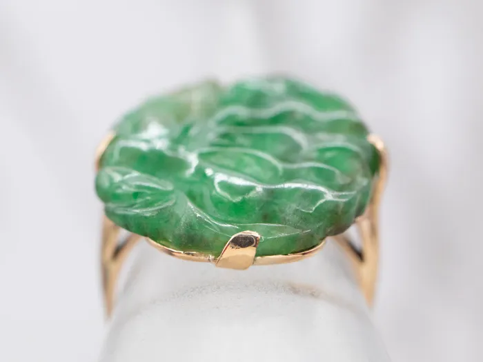 Botanical Carved Jade Cocktail Ring Market Square Jewelers Rings Botanical Carved Jade Cocktail Ring Market Square Jewelers Rings