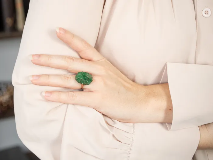 Botanical Carved Jade Cocktail Ring Market Square Jewelers Rings Botanical Carved Jade Cocktail Ring Market Square Jewelers Rings