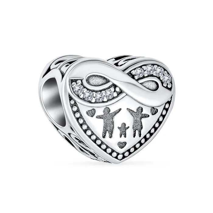 Bracelets BlingJewelry Wholesale CZ Accent Loving Family Heart Charm Bead Wife Sterling Silver for European Bracelet Bracelets BlingJewelry Wholesale CZ Accent Loving Family Heart Charm Bead Wife Sterling Silver for European Bracelet