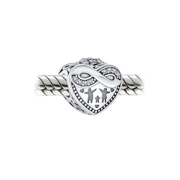 Bracelets BlingJewelry Wholesale CZ Accent Loving Family Heart Charm Bead Wife Sterling Silver for European Bracelet Bracelets BlingJewelry Wholesale CZ Accent Loving Family Heart Charm Bead Wife Sterling Silver for European Bracelet