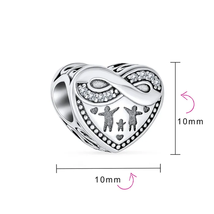 Bracelets BlingJewelry Wholesale CZ Accent Loving Family Heart Charm Bead Wife Sterling Silver for European Bracelet Bracelets BlingJewelry Wholesale CZ Accent Loving Family Heart Charm Bead Wife Sterling Silver for European Bracelet