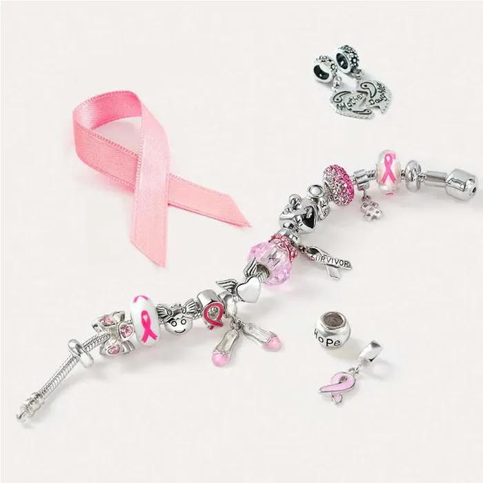 Bracelets BlingJewelry Wholesale Pink White Prima Ballerina Charm Bead Sterling Silver for European Bracelet