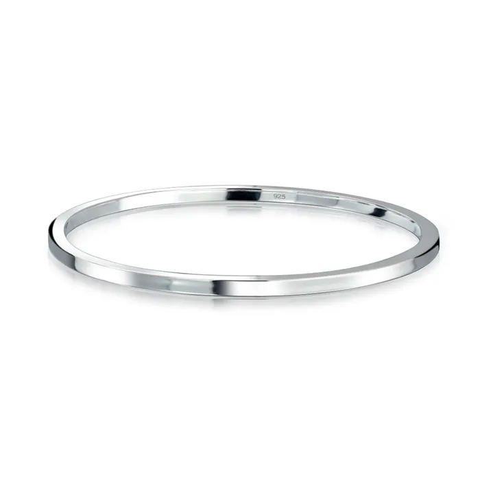 Bracelets BlingJewelry Wholesale Plain Simple 2MM Flat Edge Sterling Silver Bangle Bracelet for Layering and Stacking Bracelets BlingJewelry Wholesale Plain Simple 2MM Flat Edge Sterling Silver Bangle Bracelet for Layering and Stacking
