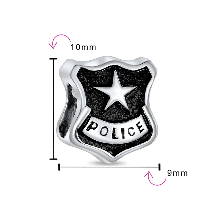 Bracelets BlingJewelry Wholesale Serve Protect Officer Badge Charm Bead Sterling Silver for European Bracelet Bracelets BlingJewelry Wholesale Serve Protect Officer Badge Charm Bead Sterling Silver for European Bracelet
