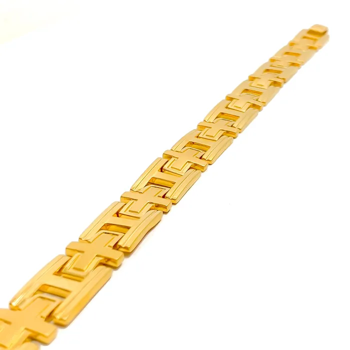 Bracelets Bold Luminous 22K Gold Mens Bracelet Andaaz Jewelers