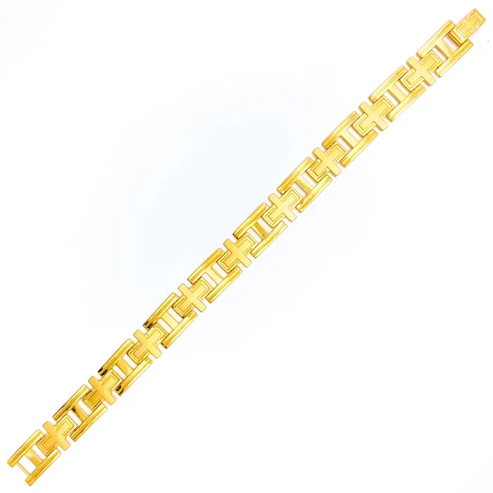 Bracelets Bold Luminous 22K Gold Mens Bracelet Andaaz Jewelers