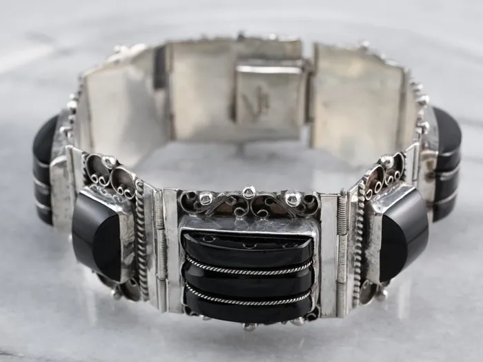 Bracelets Market Square Jewelers Taxco Mexican Sterling Silver Black Onyx Bracelet Bracelets Market Square Jewelers Taxco Mexican Sterling Silver Black Onyx Bracelet