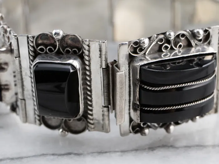 Bracelets Market Square Jewelers Taxco Mexican Sterling Silver Black Onyx Bracelet Bracelets Market Square Jewelers Taxco Mexican Sterling Silver Black Onyx Bracelet