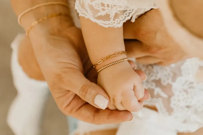Bracelets Mommy Me Dainty Gold Beaded Bracelet 14K Gold Filled TCB