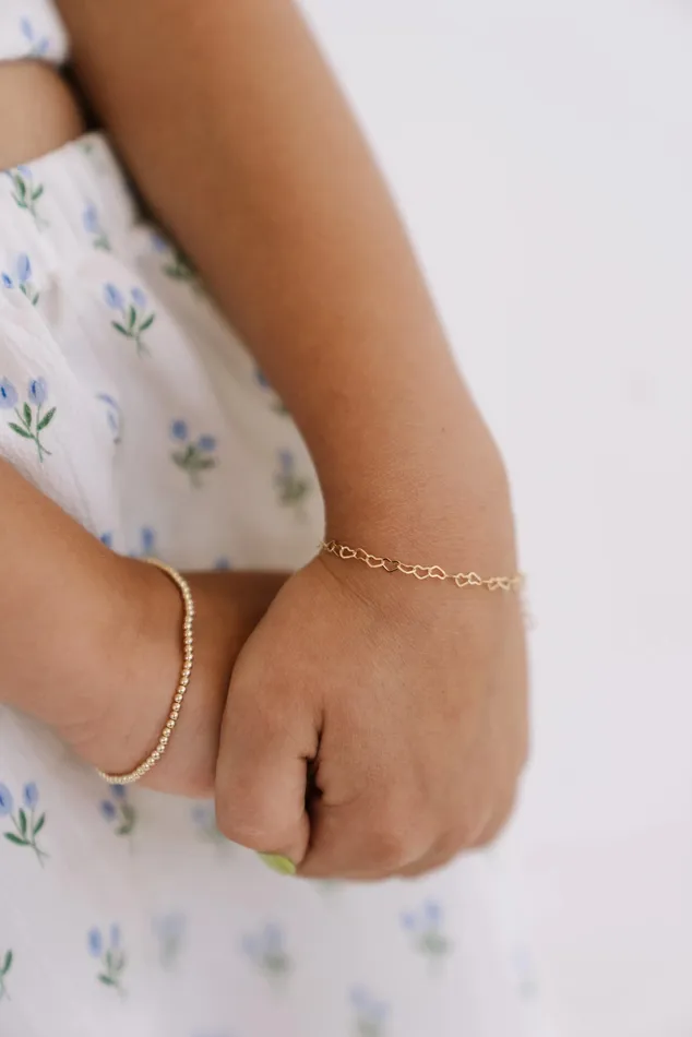 Bracelets Mommy Me Dainty Gold Beaded Bracelet 14K Gold Filled TCB