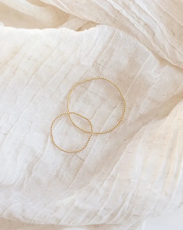Bracelets Mommy Me Dainty Gold Beaded Bracelet 14K Gold Filled TCB