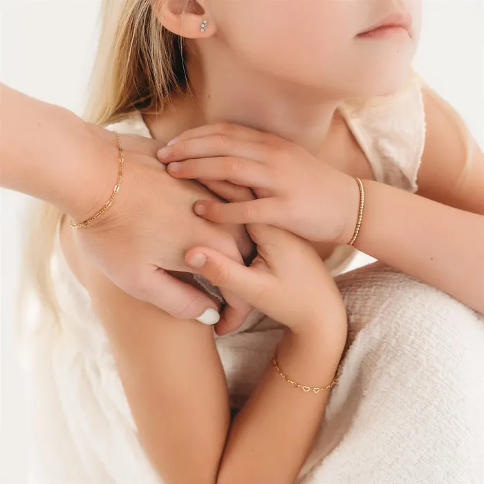 Bracelets Mommy Me Dainty Gold Beaded Bracelet 14K Gold Filled TCB