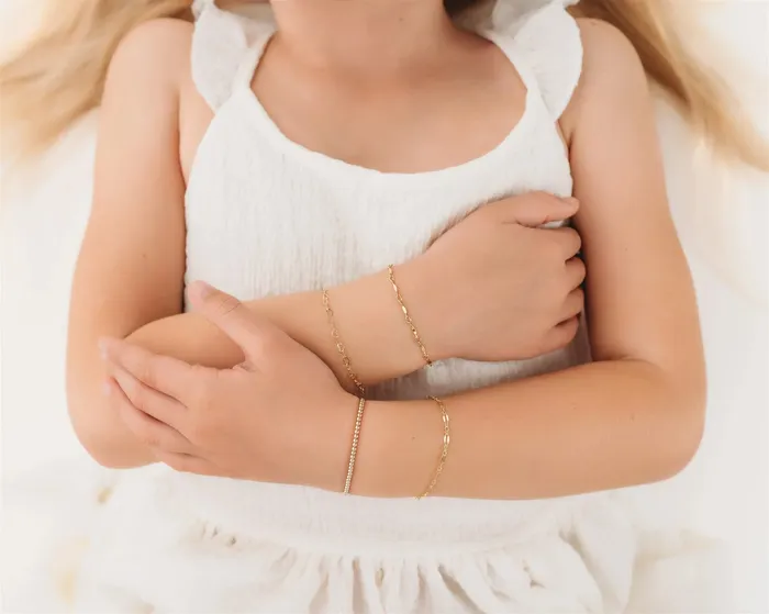 Bracelets Mommy Me Dainty Gold Beaded Bracelet 14K Gold Filled TCB