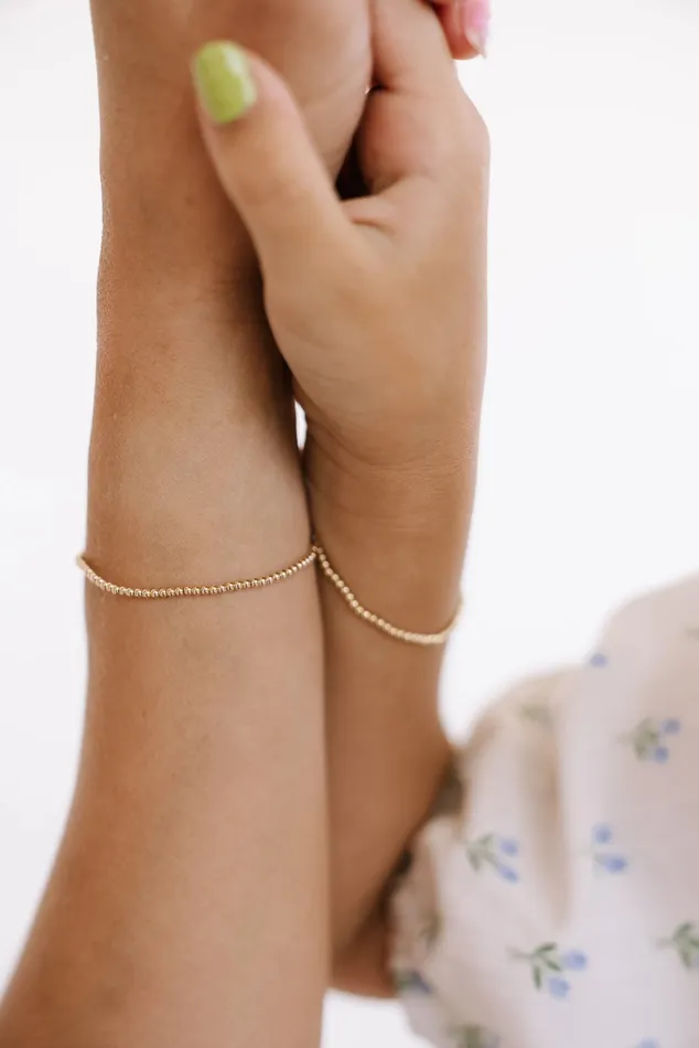 Bracelets Mommy Me Dainty Gold Beaded Bracelet 14K Gold Filled TCB