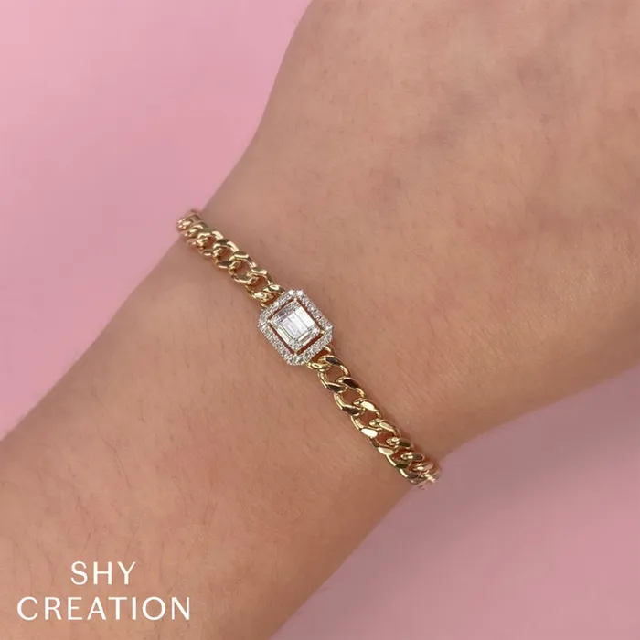 Bracelets Shy Creation Shy Creation Diamond Baguette Link Bracelet 030 CT Bracelets Shy Creation Shy Creation Diamond Baguette Link Bracelet 030 CT
