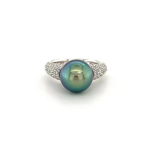 CH Collection Black South Sea Pearl Diamond Ring Rings