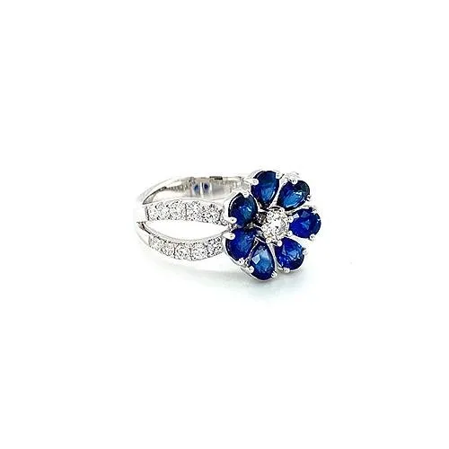 CH Collection Rings Sapphire Diamond Flower Ring