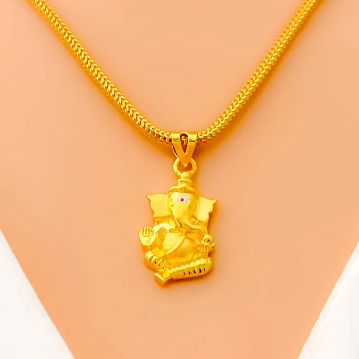 Classic Alluring 22k Gold Ganesh Pendant Andaaz Jewelers PreStyled Sets