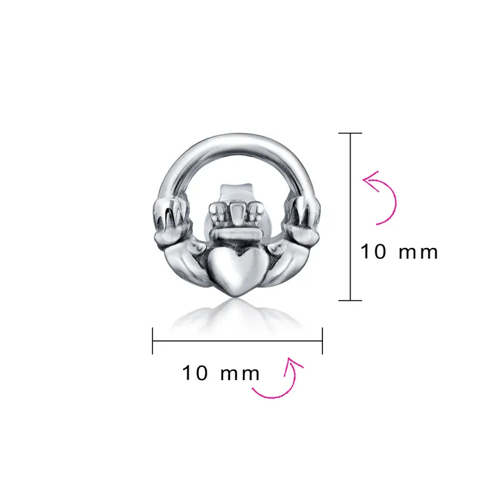 Classic BFF Celtic Heart Stud Earrings in Oxidized Sterling Silver BlingJewelry Wholesale Earrings
