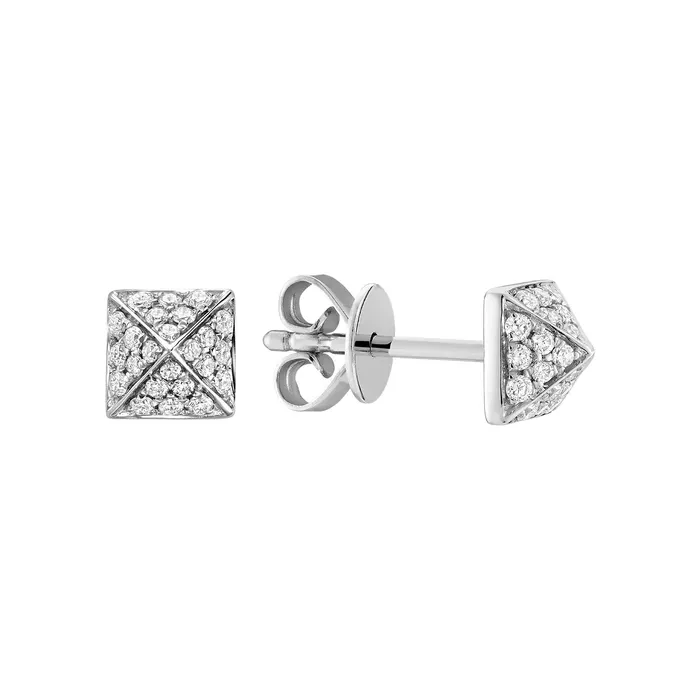Classic Creations Earrings 14kt Gold Pave Pyramid Spike Diamond Earrings