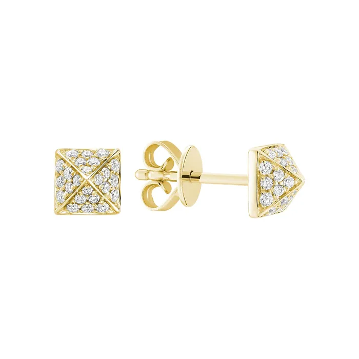 Classic Creations Earrings 14kt Gold Pave Pyramid Spike Diamond Earrings