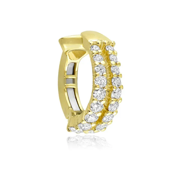 Classic Creations Earrings 18kt Gold Double Diamond Row Ear Cuff