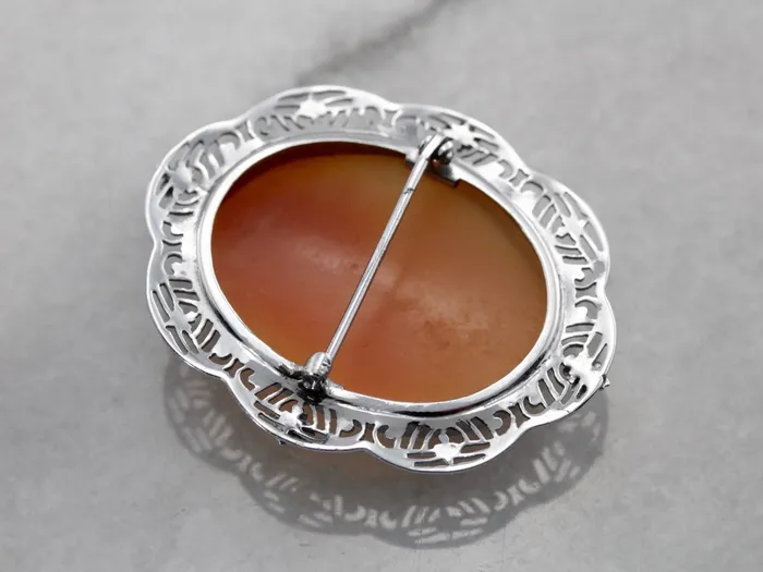 Classic White Gold Filigree Art Deco Cameo Brooch Market Square Jewelers PreStyled Sets Classic White Gold Filigree Art Deco Cameo Brooch Market Square Jewelers PreStyled Sets