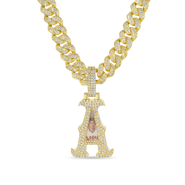Custom Bosox Letter Photo Pendant Aporro Brand Necklaces