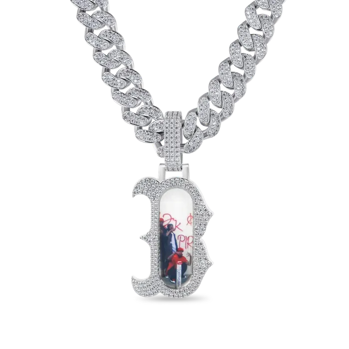 Custom Bosox Letter Photo Pendant Aporro Brand Necklaces