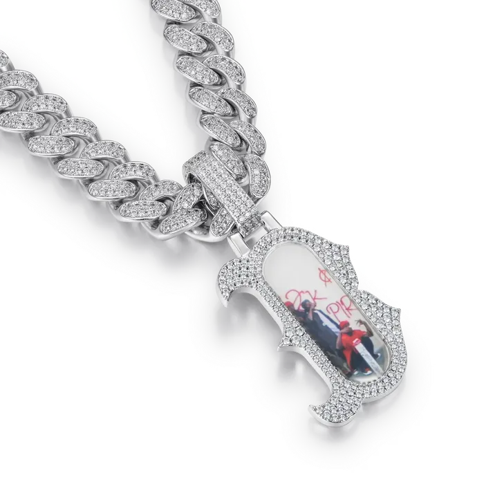 Custom Bosox Letter Photo Pendant Aporro Brand Necklaces