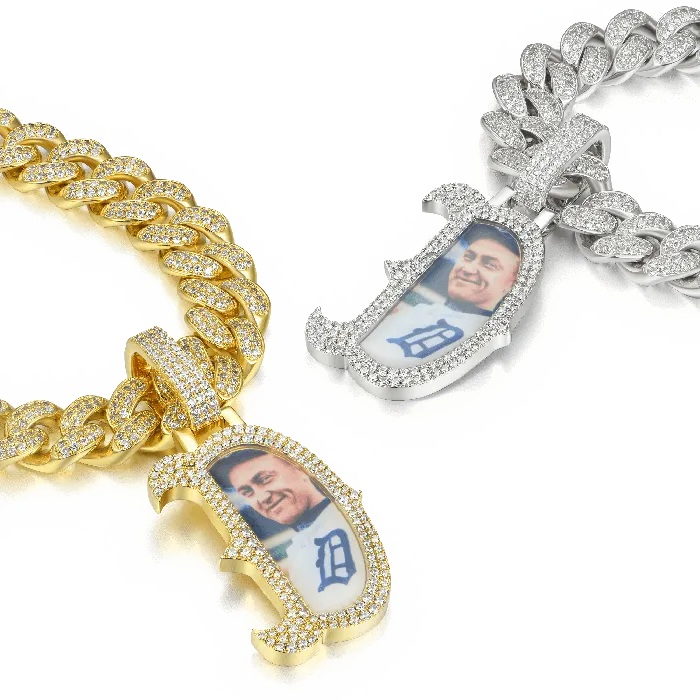 Custom Bosox Letter Photo Pendant Aporro Brand Necklaces