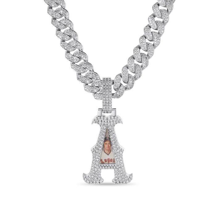 Custom Bosox Letter Photo Pendant Aporro Brand Necklaces