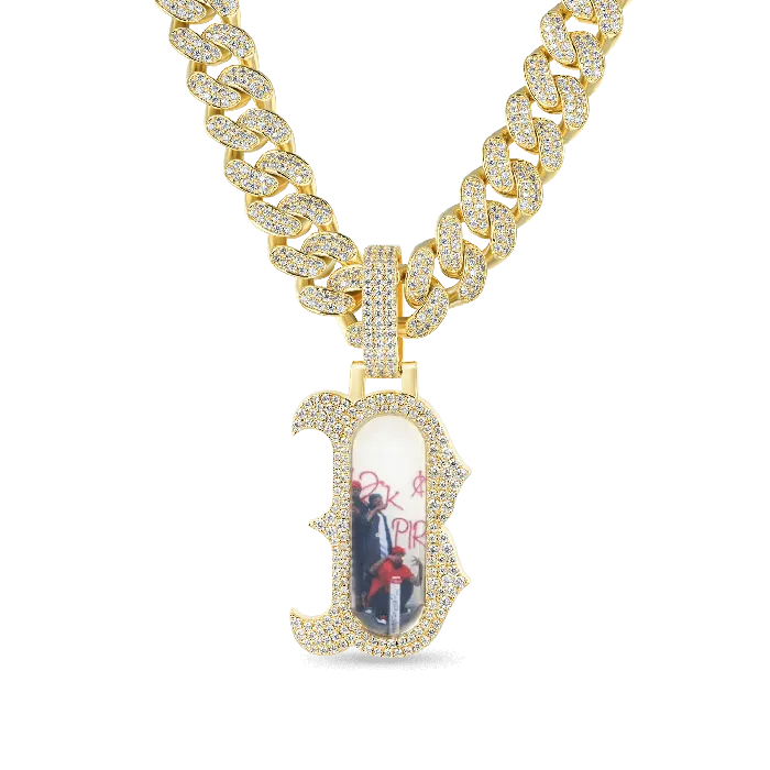 Custom Bosox Letter Photo Pendant Aporro Brand Necklaces