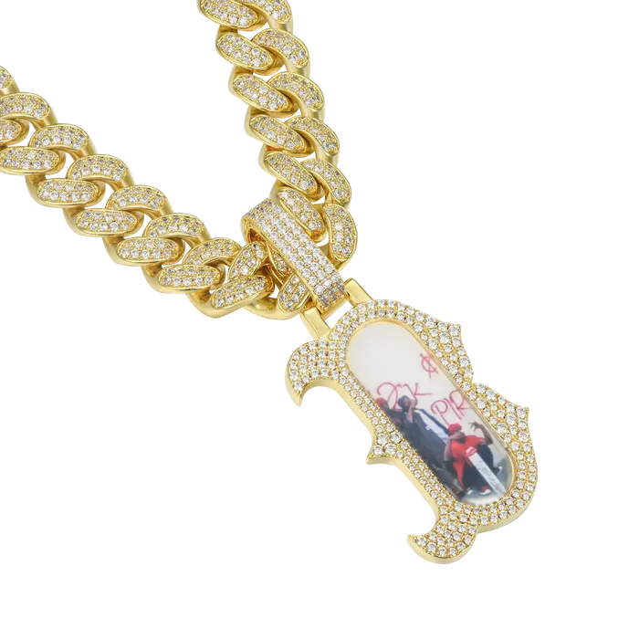 Custom Bosox Letter Photo Pendant Aporro Brand Necklaces
