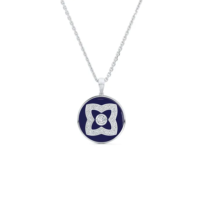 De Beers Enchanted Lotus Blue Enamel Necklace De Beers Necklaces
