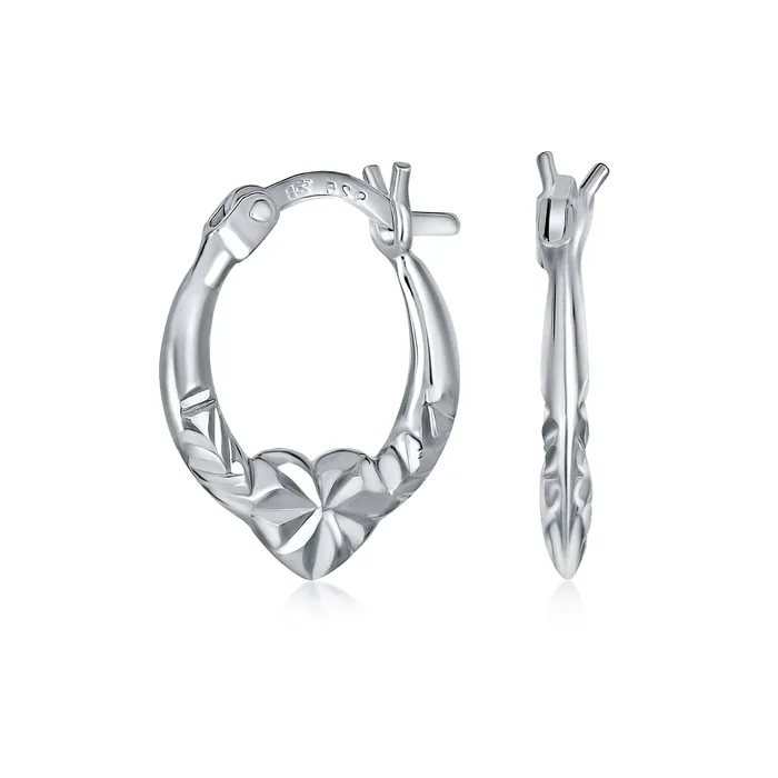 Delicate BFF Love Heart Hoop Huggie Earrings DiamondCut Sterling Silver 05 Inch BlingJewelry Wholesale Earrings Delicate BFF Love Heart Hoop Huggie Earrings DiamondCut Sterling Silver 05 Inch BlingJewelry Wholesale Earrings