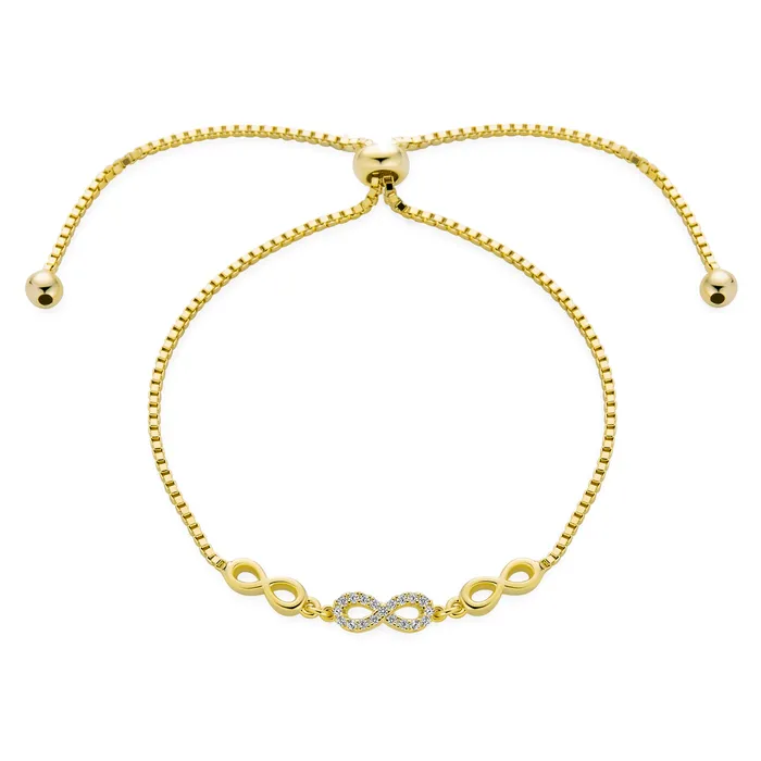 Delicate Chain Link Bracelet Love Knot Trio Infinity Bolo 14K Gold Plated Silver BlingJewelry Wholesale Bracelets