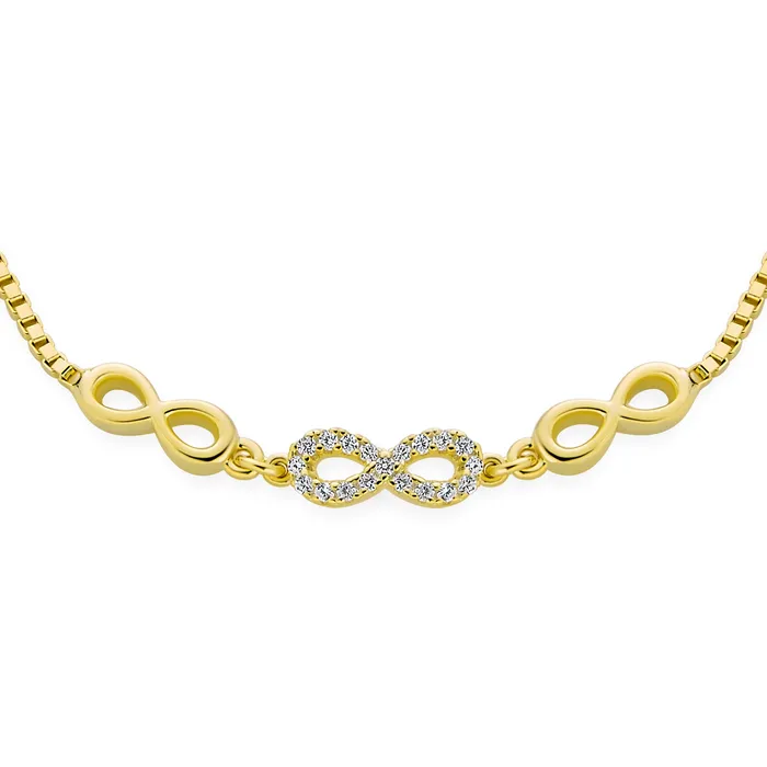Delicate Chain Link Bracelet Love Knot Trio Infinity Bolo 14K Gold Plated Silver BlingJewelry Wholesale Bracelets