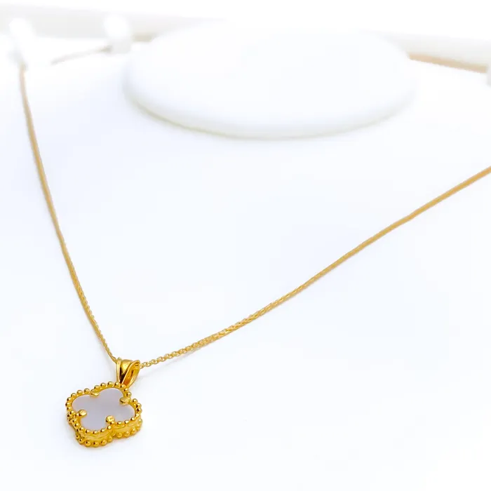 Delicate Stylish 21k Gold Clover Pendant Andaaz Jewelers PreStyled Sets