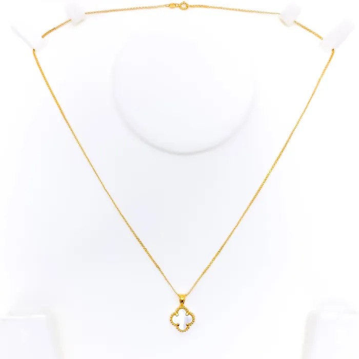 Delicate Stylish 21k Gold Clover Pendant Andaaz Jewelers PreStyled Sets